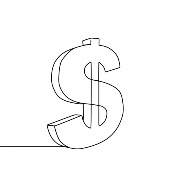 Signo Símbolo Dólar Aislado Sobre Fondo Blanco Estilo Dibujo Línea — Archivo Imágenes Vectoriales