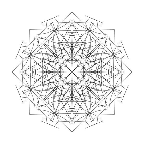 Ilustración Vectorial Geometría Sagrada Mandala Blanco Negro Círculo Místico Resumen — Vector de stock