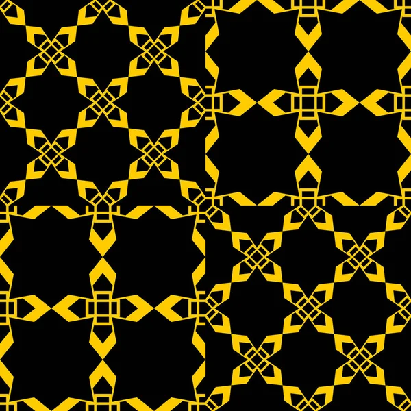 Nahtloses Art Déco Muster Mit Geometrischem Abstrakten Stil Schwarz Gelb — Stockvektor
