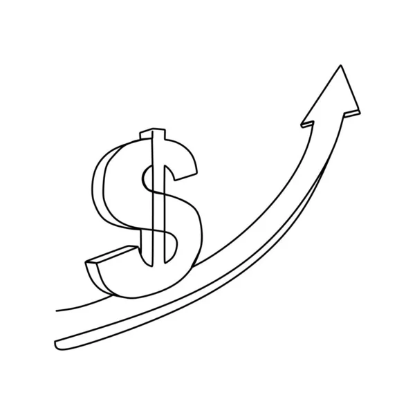 美元上升和增加是更强的概念一条线图画向量 — 图库矢量图片