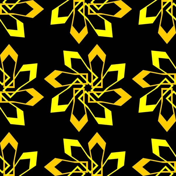 艺术装饰无缝图案与几何抽象风格 黑色和黄色的复古颜色 金黄概念为墙壁包裹和纺织品打印背景向量例证 — 图库矢量图片
