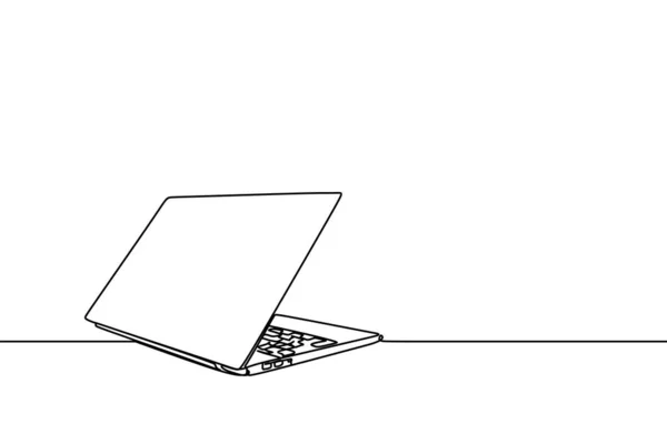 Laptop Kontinuierliche Linienzeichnung Vektor Illustration Isoliert Auf Weißem Hintergrund — Stockvektor
