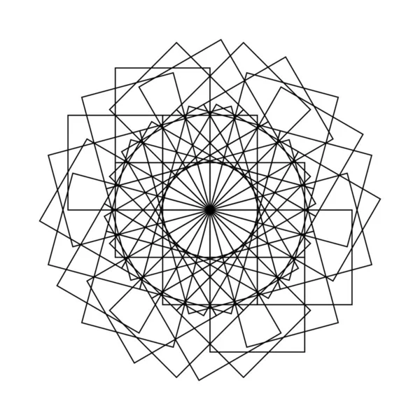 Mandala Sagrada Antiga Geometria Vetor Ilustração Preto Branco Círculo Místico — Vetor de Stock