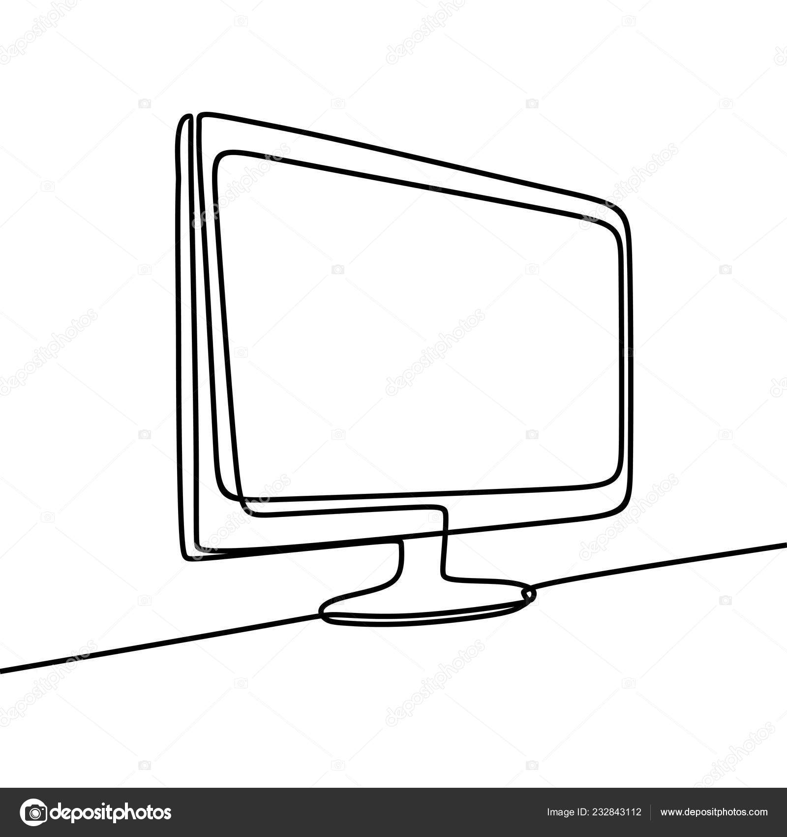 Monitor Hand Drawn Outline Doodle Icon. Computer Display, PC And Desktop,  Office Equipment Concept. Vector Sketch Illustration For Print, Web, Mobile  And Infographics On White Background. Royalty Free SVG, Cliparts, Vectors,  And