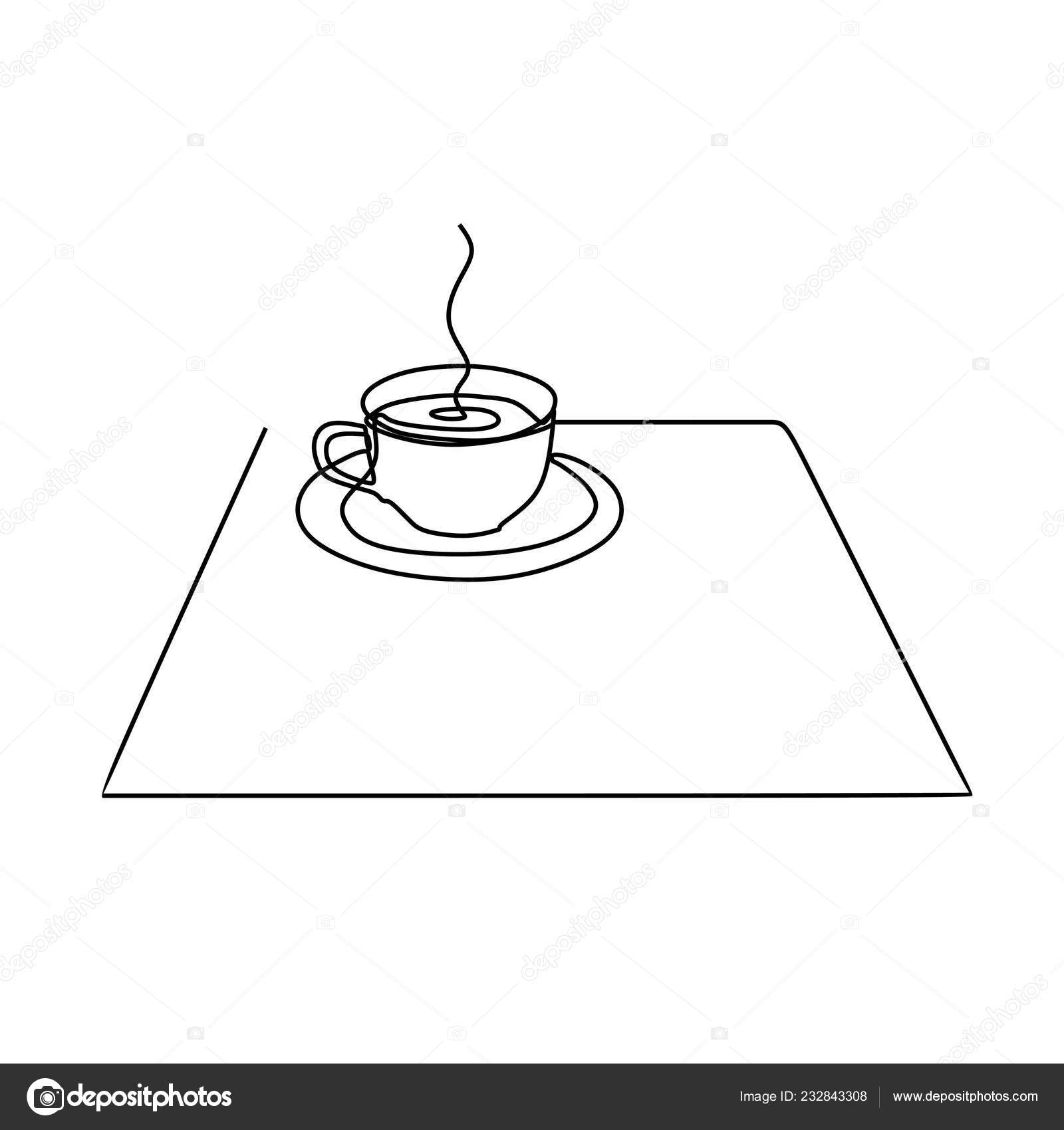 One Line Drawing Cup Coffee Tea Table Stock Vector By ©Ngupakarti 232843308