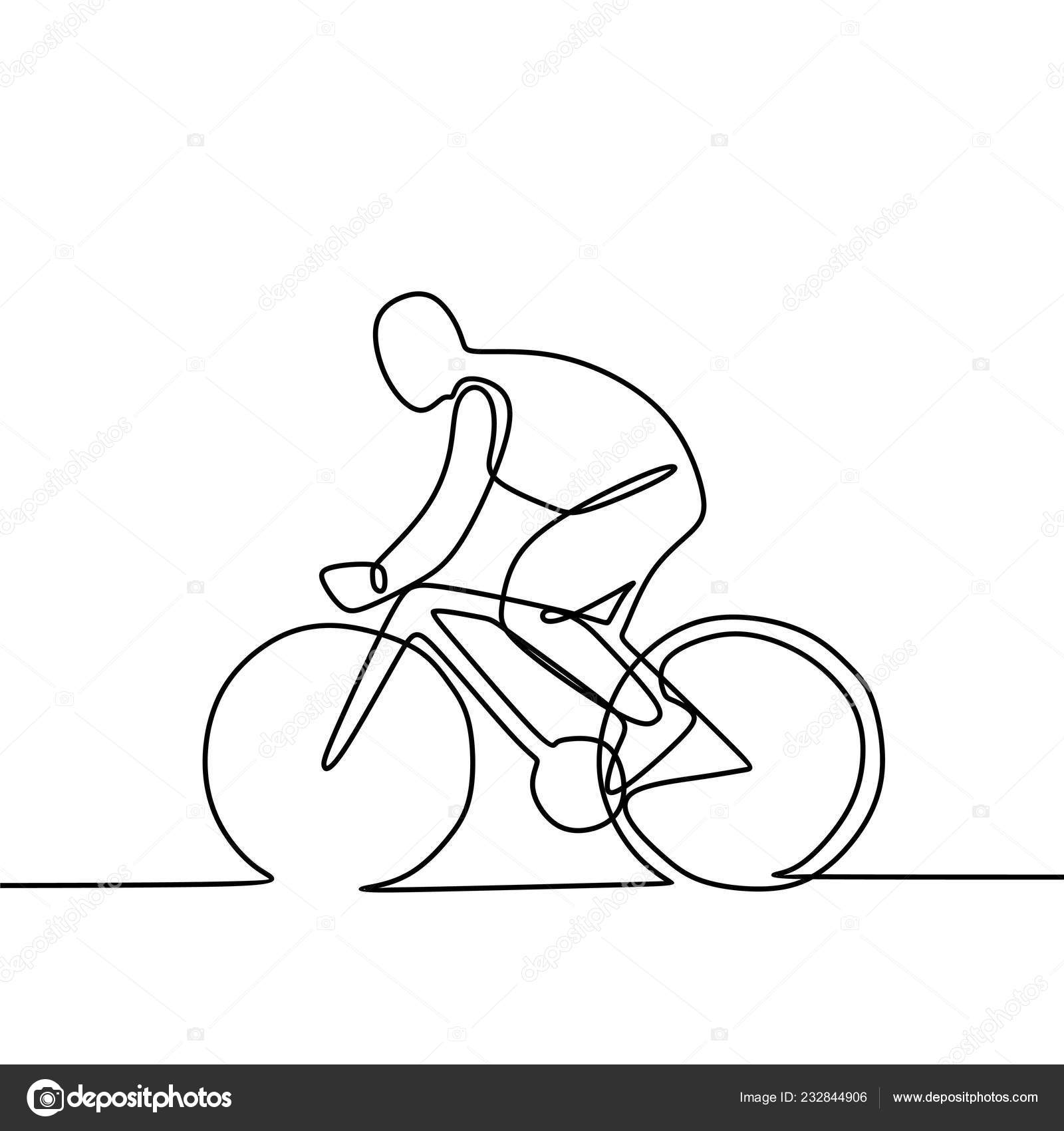 One Line Drawing Bicycle Rider Sport Man Doing Exercise Make Stock Vector C Ngupakarti 232844906