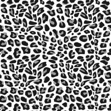 Dikişsiz desen cheetah deri siyah ve beyaz. Leopar tek renkli moda tekstil baskı vektör çizim için