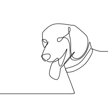 Minimalist tasarım çizim sürekli tek hat sanatı ile köpek baş vektör.