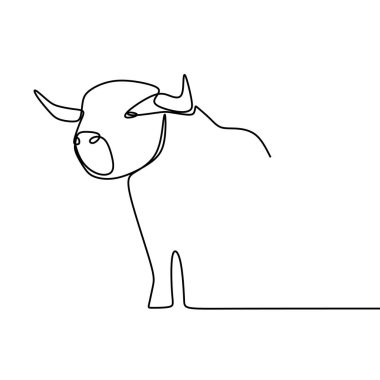 bir boğa minimalist tarzı vektör çizim çizim sürekli bir çizgi çizme