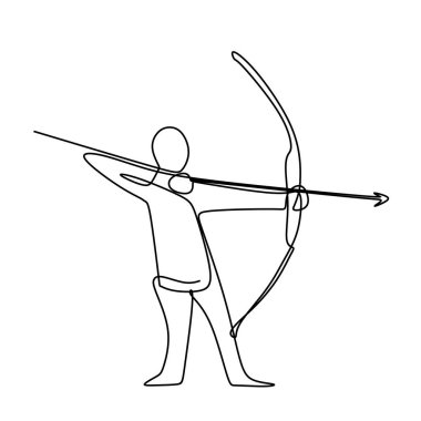 Beyaz arka plan üzerinde izole bir ok bir çizim vektör çizim oynayan kişi