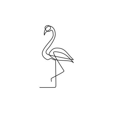 Sürekli bir tek satır sanat bir flamingo kuş vektör çizim resim