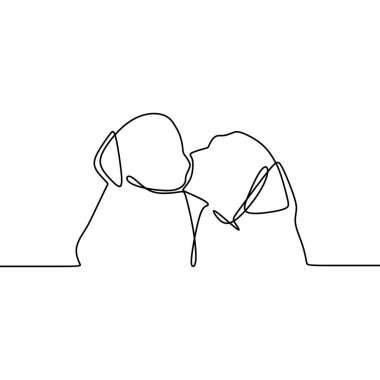 Bir kaç köpek yavrusu köpek vektör çizim çizim bir hat sanatı.