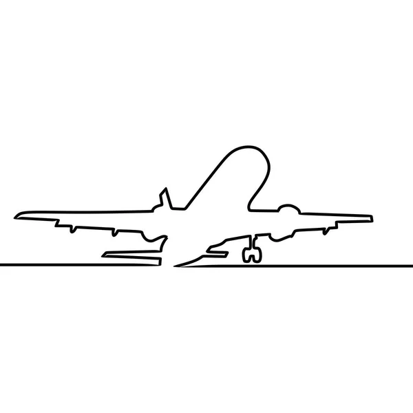 Avión Una Línea Arte Dibujo Vector Ilustración — Vector de stock