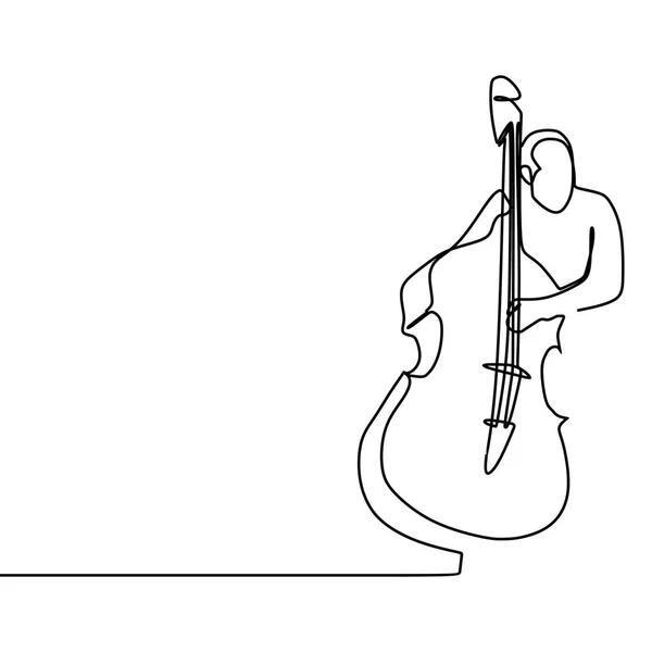 Vector Una Sola Línea Contrabajo Doble Jugador Contrabajo Jugando Músico — Archivo Imágenes Vectoriales