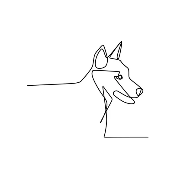 Desenho Arte Linha Contínua Ilustração Vetor Cabeça Cão — Vetor de Stock