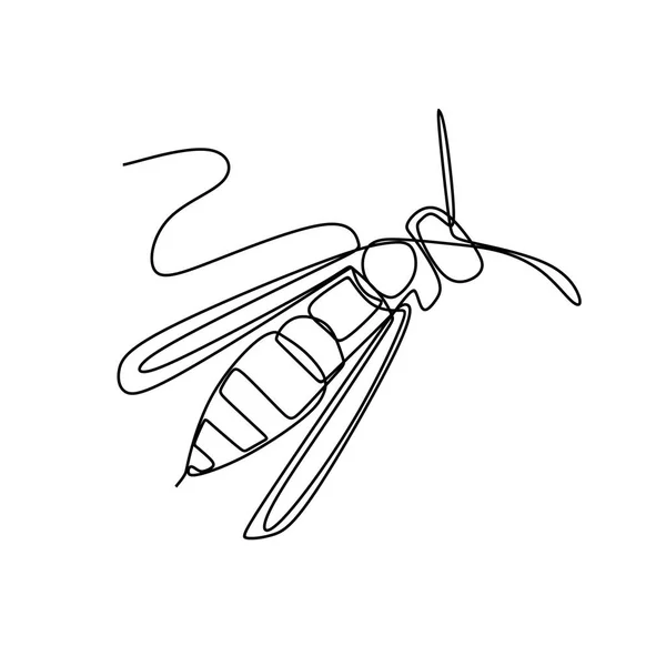 Bee One Line Art Drawing Vector — Stock Vector