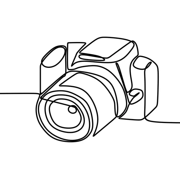 Cámara Dslr Vector Digital Con Dibujo Continuo Una Sola Línea — Vector de stock