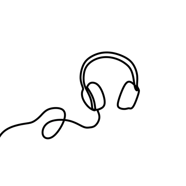 Headset vector with one line art style. Continuous single lineart drawing.