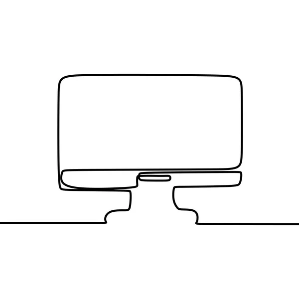 Monitor Dibujado Mano Continuo Arte Una Sola Línea Dibujo Vector — Vector de stock