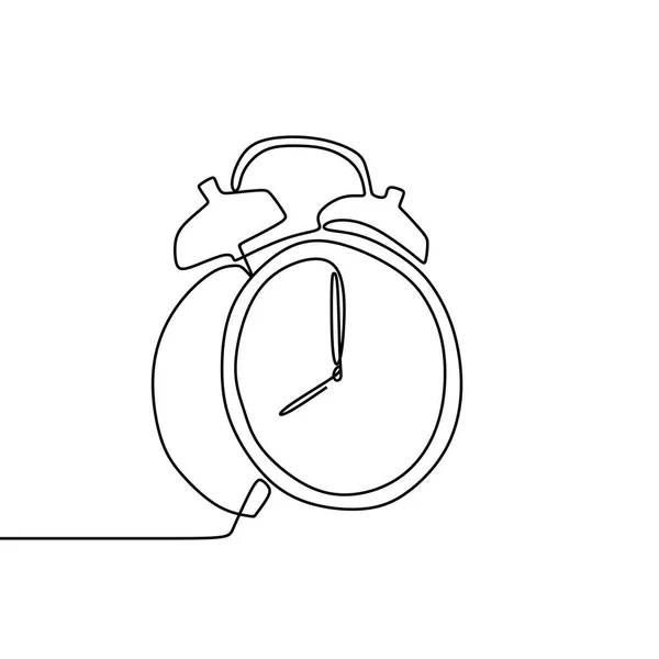 Dibujo Una Línea Una Ilustración Vectorial Reloj Alarma Inicio Concepto — Vector de stock