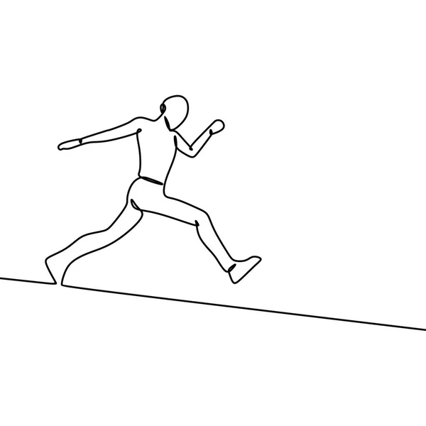 One line art drawing of a person running with a passion isolated on white background vector illustration.