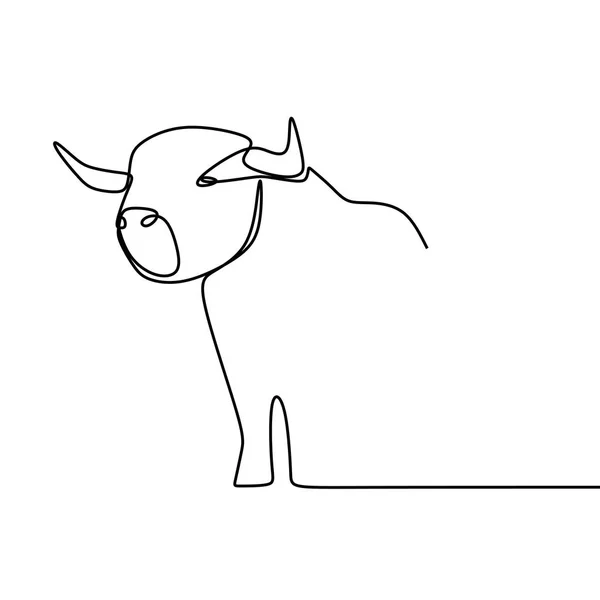 Linje Ritning Bull Minimalistisk Kontinuerlig Ritning Stil Vektorillustration — Stock vektor
