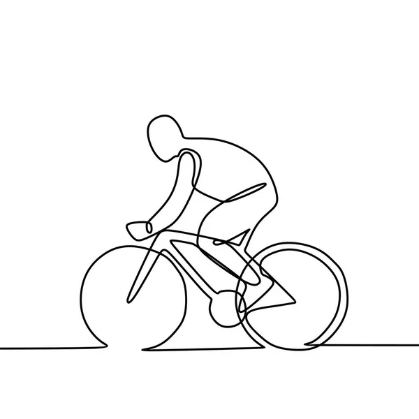 Single continuous line drawing man bicycle racer improve his speed