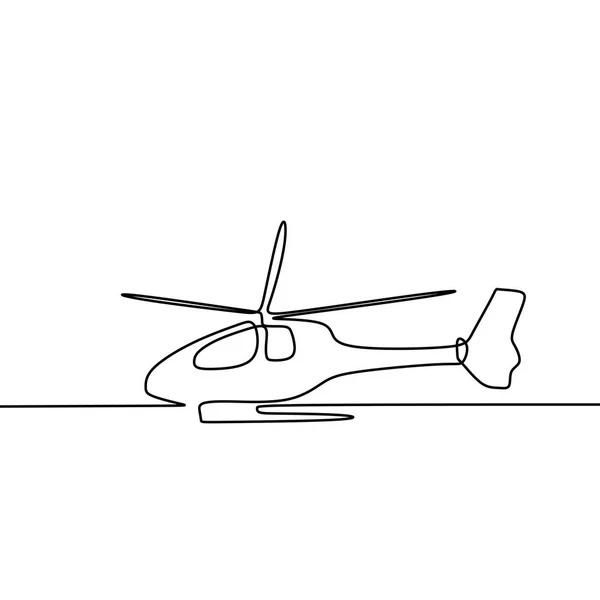 Helikopter Eine Linie Zeichnung Vektor Illustration Isoliert Auf Weißem Hintergrund — Stockvektor