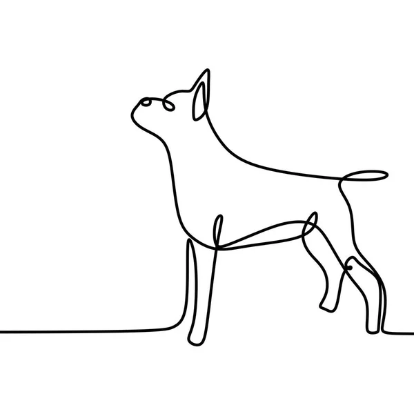 Cane Una Linea Disegno Vettore — Vettoriale Stock