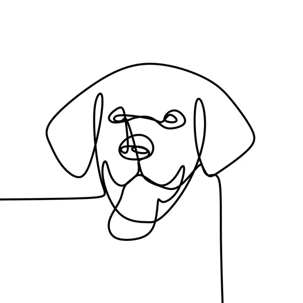 One Line Drawing Dog Face Vector Illustration Isolated White Background — Stock Vector