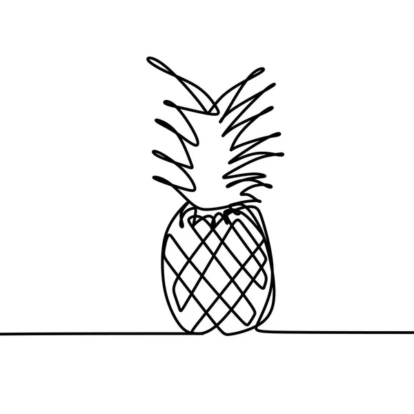 Piña Una Línea Dibujo Vector — Vector de stock