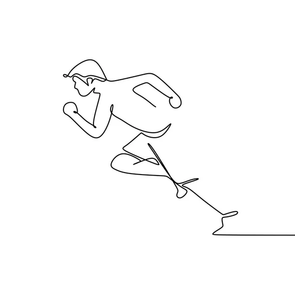 Desenho Contínuo Uma Única Linha Arte Homem Correndo Esportes Tema — Vetor de Stock