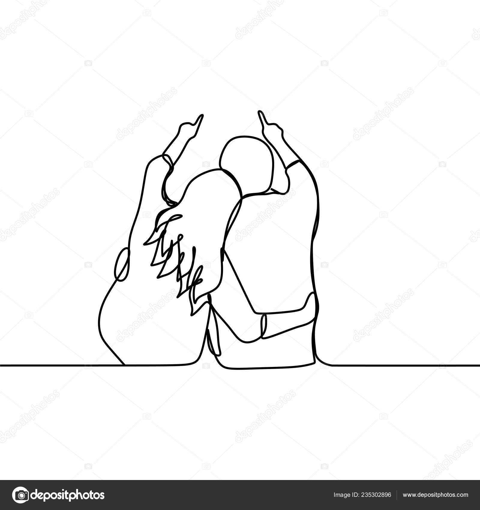 Drawing a continuous line of romantic couple Vector Image