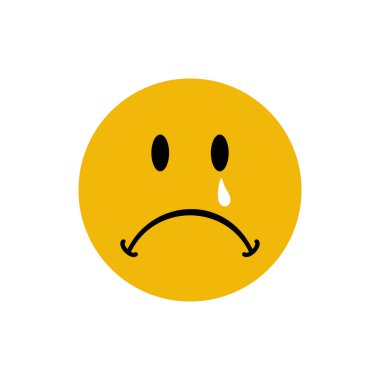 Üzgün Depressed ve gözyaşı yüz - vektör ile üzgün ifade