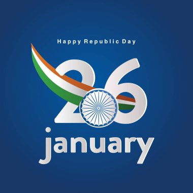 Hint Cumhuriyeti gün banner tasarımı metin ile 26 Ocak - vektör çizim