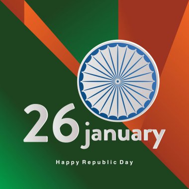 Happy Hint Cumhuriyeti günü 26 Ocak kutlama (onur Hindistan Anayasası kuruldu tarihi) poster ya da afiş arka plan sosyal medya web sitesi başlık promosyon için kullanın. -Vektör