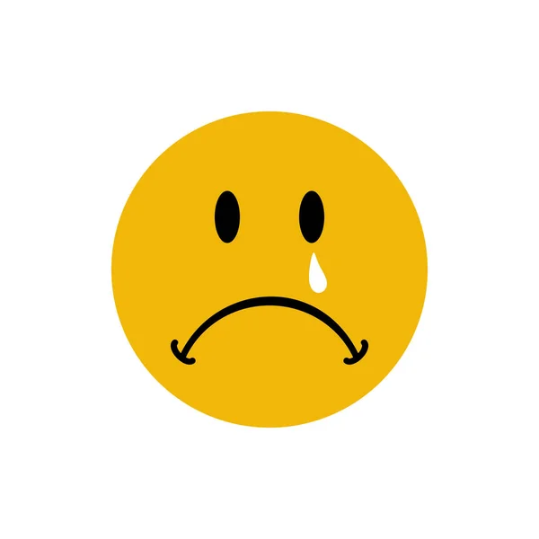 Emoticon Triste Depresso Triste Con Lacrima Sul Viso Vettore — Vettoriale Stock