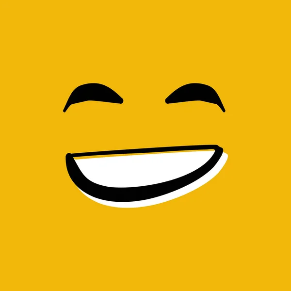 黄色の背景の幸せな笑顔の顔手描きベクトル図 — ストックベクタ