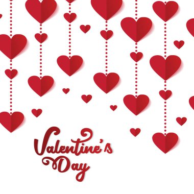 Sevgililer günü banner tasarımı dekoratif kalp çizim üzerinde beyaz arka plan ile. -Vektör