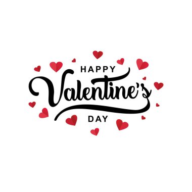 Sevgililer günü elle çizilmiş tipografi yazı. Dekorasyon fırça, mutlu sevgililer günü alıntı. Tatil tebrik kartı, poster, afiş, logo, tasarım satış veya indirim. Sevgi ve kalp, 14 Şubat günü