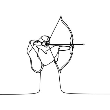 Okçuluk sürekli hat sanatı vektör çizim çizim oynarken Hijab kız