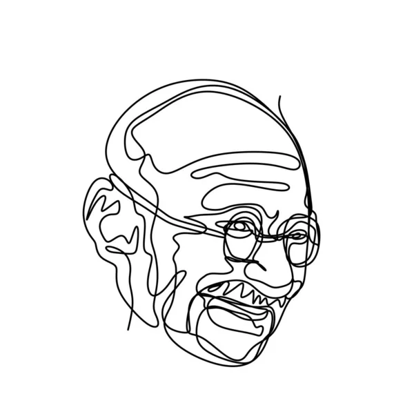 Continuous Line Drawing Mahatma Gandhi Gandhi Leader Indian Independence Movement — Stock Vector