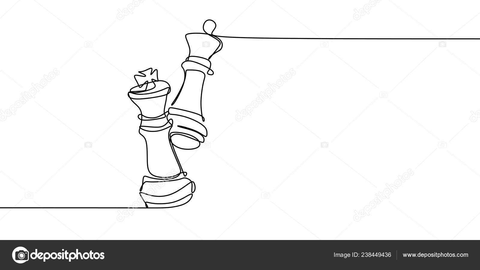 Desenho contínuo de uma linha de cavaleiro de xadrez e peão peão de xadrez  simples e arte de linha de cavalo ilustração vetorial