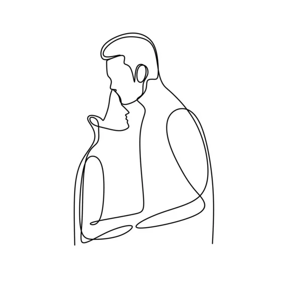 Couple Valentine Avec Une Seule Ligne Continue Dessin Vectoriel Illustration — Image vectorielle