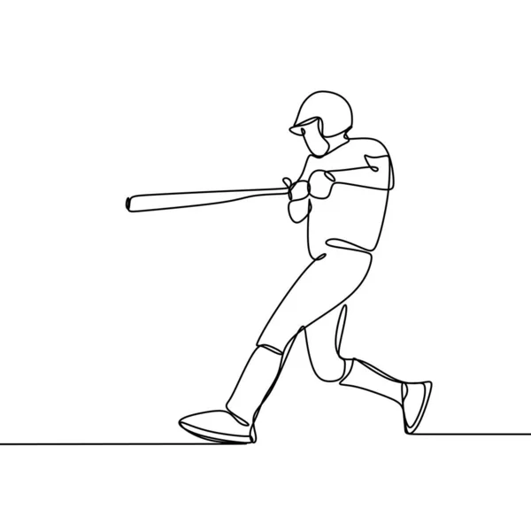 Ciągłego Rysowania Linii Ilustracji Wektorowych Gracz Baseball — Wektor stockowy