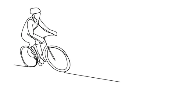 Illustration Vectorielle Motard Dessin Ligne Continue Sport Thème Cycliste — Image vectorielle