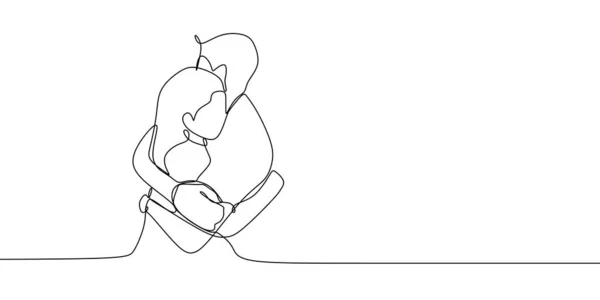 Continuous Line Drawing Couple Hug Vector Illustration Romantic Concept Romance — Stockový vektor