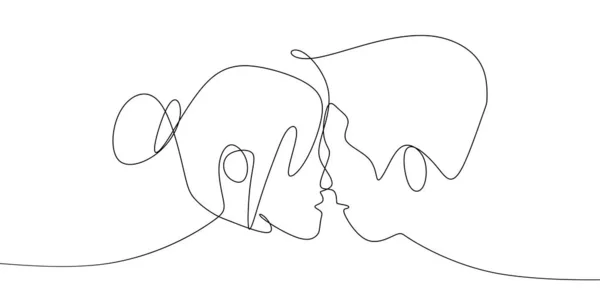 Romantic Couple Continuous Line Drawing Vector Illustration — Stock Vector