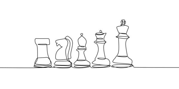 Joueur Échecs Avec Dessin Continu Une Ligne Illustration Vectorielle Isolé — Image vectorielle