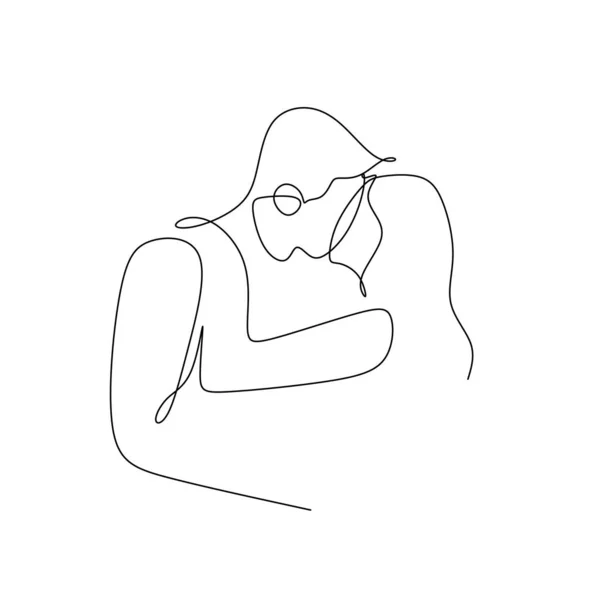 Pasangan Valentine Dengan Single Continuous One Line Drawing Vector Ilustrasi - Stok Vektor